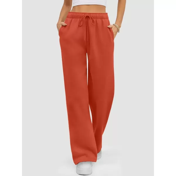 imageATHMILE Womens Sweatpants 2024 Baggy Wide Fleece Lined Straight Leg PantsOrange
