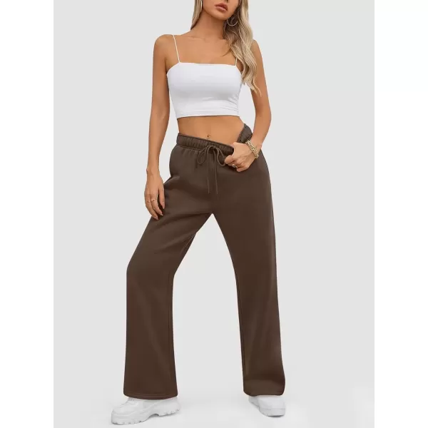 imageATHMILE Womens Sweatpants 2024 Baggy Wide Fleece Lined Straight Leg PantsBrown