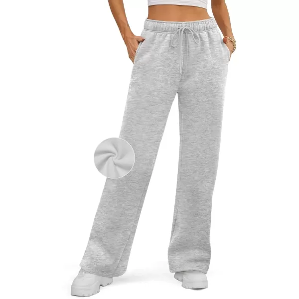 imageATHMILE Womens Sweatpants 2024 Baggy Wide Fleece Lined Straight Leg PantsGrey