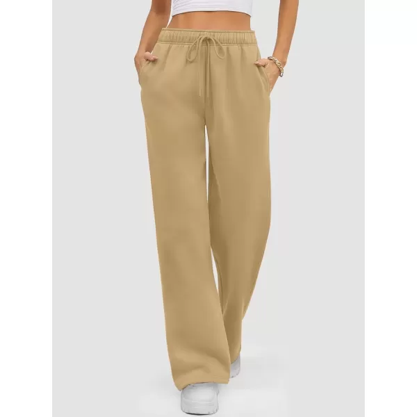 imageATHMILE Womens Sweatpants 2024 Baggy Wide Fleece Lined Straight Leg PantsLight Brown