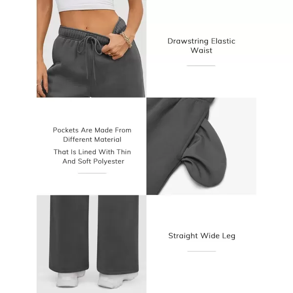 imageATHMILE Womens Sweatpants 2024 Baggy Wide Fleece Lined Straight Leg PantsBlack Grey
