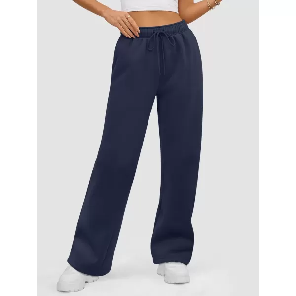 imageATHMILE Womens Sweatpants 2024 Baggy Wide Fleece Lined Straight Leg PantsNavy Blue