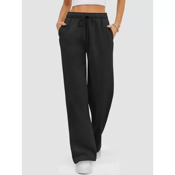 imageATHMILE Womens Sweatpants 2024 Baggy Wide Fleece Lined Straight Leg PantsBlack