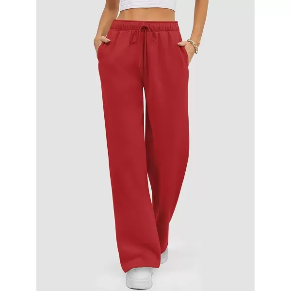 imageATHMILE Womens Sweatpants 2024 Baggy Wide Fleece Lined Straight Leg PantsWatermelonred
