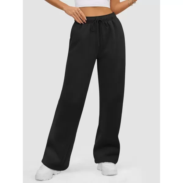 imageATHMILE Womens Sweatpants 2024 Baggy Wide Fleece Lined Straight Leg PantsBlack