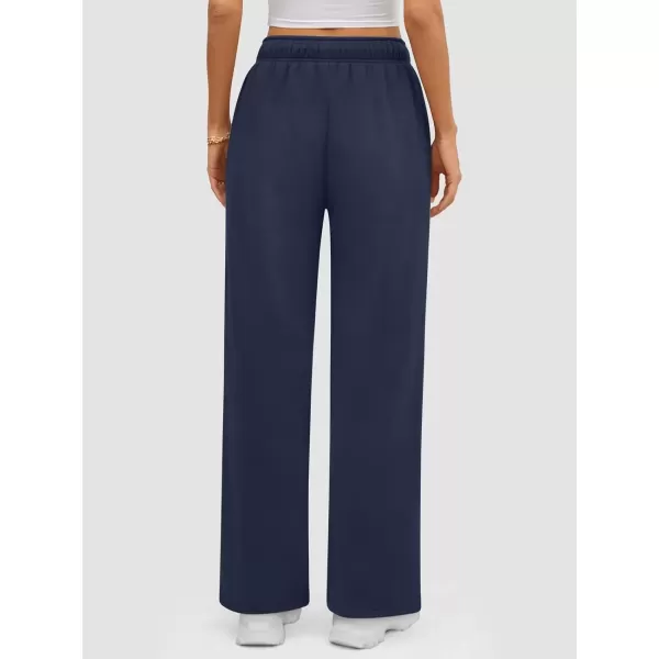 imageATHMILE Womens Sweatpants 2024 Baggy Wide Fleece Lined Straight Leg PantsNavy Blue