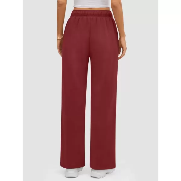 imageATHMILE Womens Sweatpants 2024 Baggy Wide Fleece Lined Straight Leg PantsWine Red