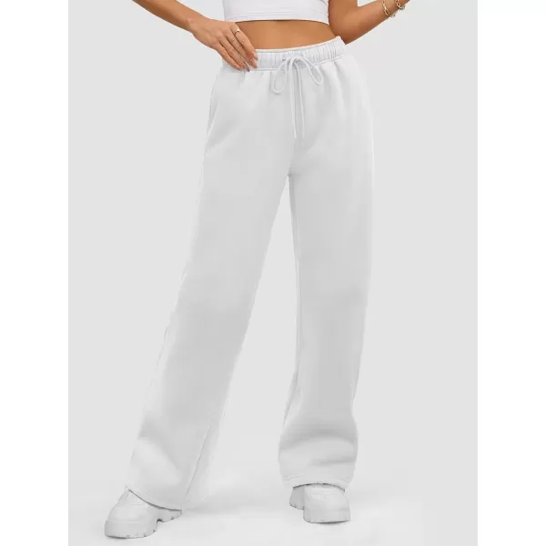 imageATHMILE Womens Sweatpants 2024 Baggy Wide Fleece Lined Straight Leg PantsWhite