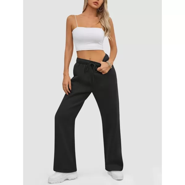 imageATHMILE Womens Sweatpants 2024 Baggy Wide Fleece Lined Straight Leg PantsBlack