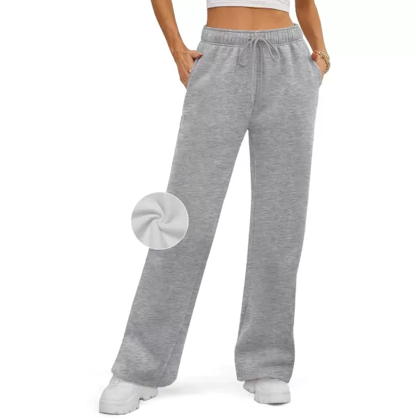 imageATHMILE Womens Sweatpants 2024 Baggy Wide Fleece Lined Straight Leg PantsDark Grey