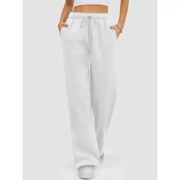 imageATHMILE Womens Sweatpants 2024 Baggy Wide Fleece Lined Straight Leg PantsWhite