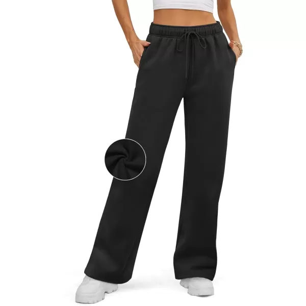 imageATHMILE Womens Sweatpants 2024 Baggy Wide Fleece Lined Straight Leg PantsBlack