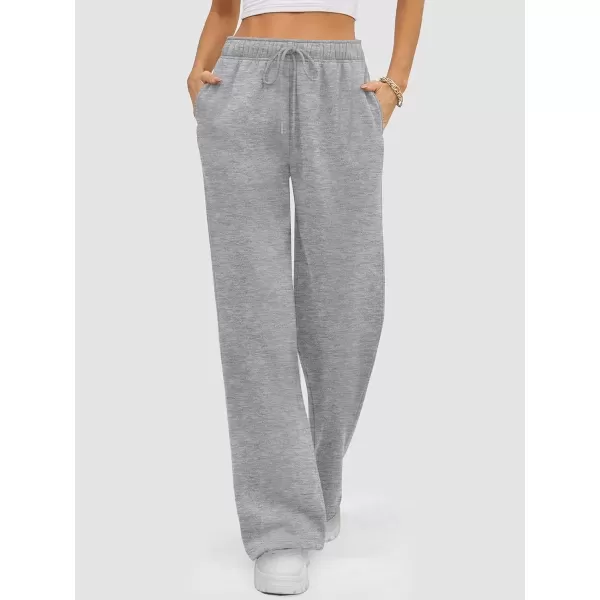 imageATHMILE Womens Sweatpants 2024 Baggy Wide Fleece Lined Straight Leg PantsDark Grey
