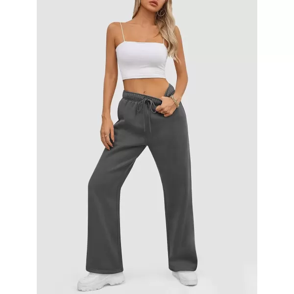 imageATHMILE Womens Sweatpants 2024 Baggy Wide Fleece Lined Straight Leg PantsBlack Grey