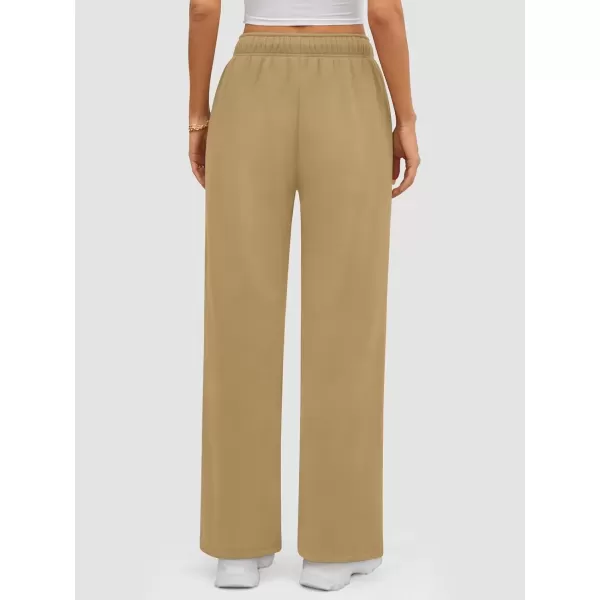 imageATHMILE Womens Sweatpants 2024 Baggy Wide Fleece Lined Straight Leg PantsLight Brown