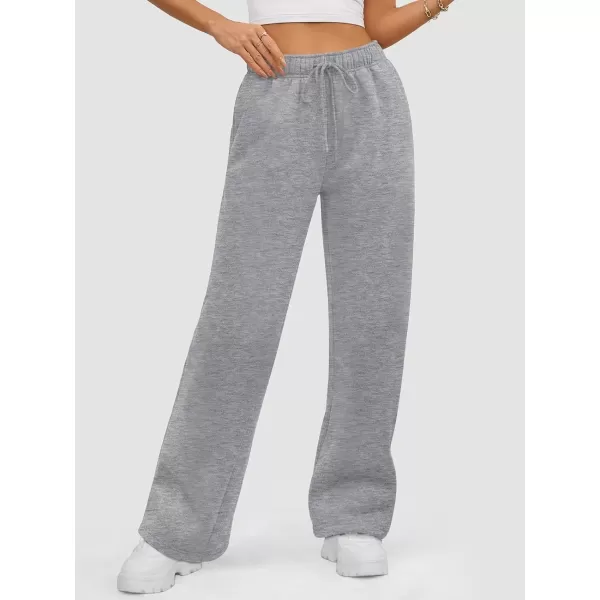 imageATHMILE Womens Sweatpants 2024 Baggy Wide Fleece Lined Straight Leg PantsDark Grey