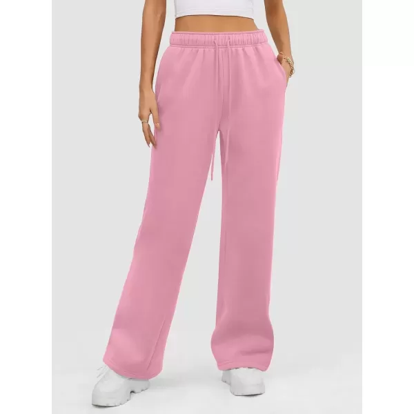 imageATHMILE Womens Sweatpants 2024 Baggy Wide Fleece Lined Straight Leg PantsPink