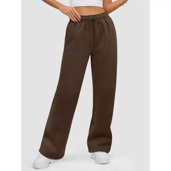 imageATHMILE Womens Sweatpants 2024 Baggy Wide Fleece Lined Straight Leg PantsBrown