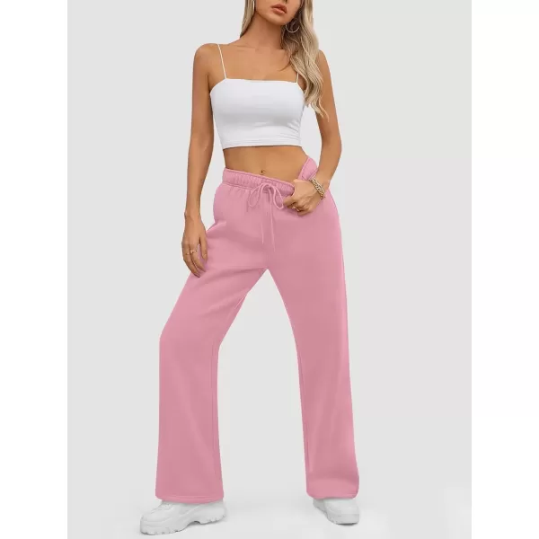 imageATHMILE Womens Sweatpants 2024 Baggy Wide Fleece Lined Straight Leg PantsPink