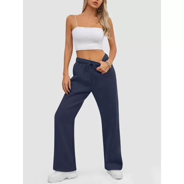 imageATHMILE Womens Sweatpants 2024 Baggy Wide Fleece Lined Straight Leg PantsNavy Blue