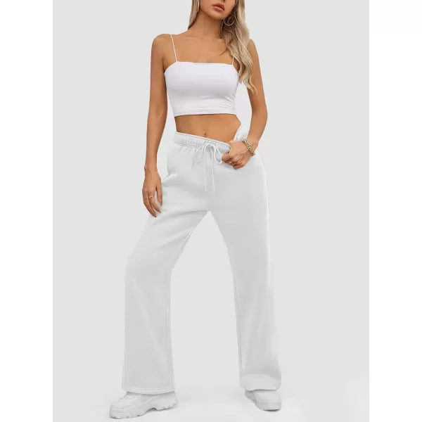 imageATHMILE Womens Sweatpants 2024 Baggy Wide Fleece Lined Straight Leg PantsWhite