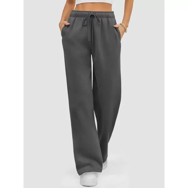 imageATHMILE Womens Sweatpants 2024 Baggy Wide Fleece Lined Straight Leg PantsBlack Grey