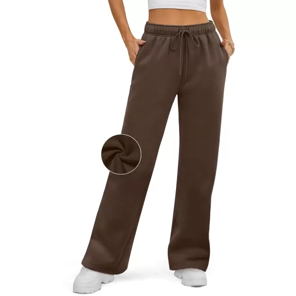 imageATHMILE Womens Sweatpants 2024 Baggy Wide Fleece Lined Straight Leg PantsBrown