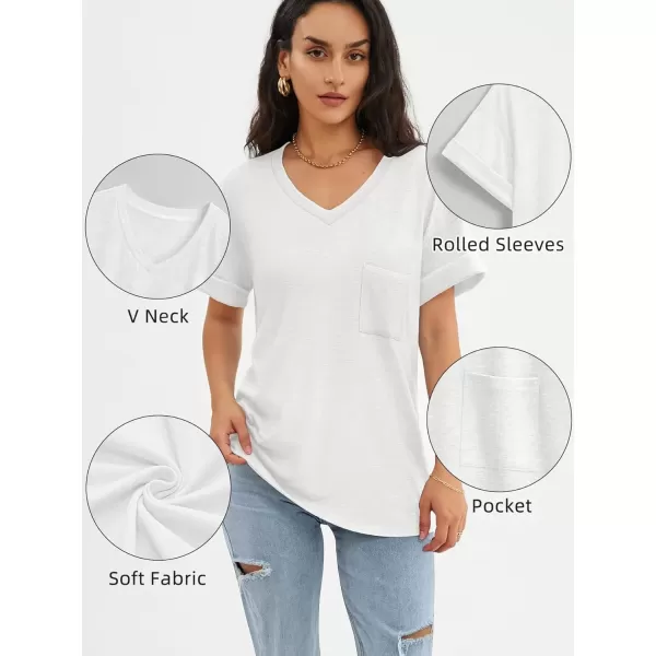 imageATHMILE Womens T Shirts 2024 Short Sleeve VNeck Shirts Cute Fit Summer Casual Tee Tops SXXLWhite