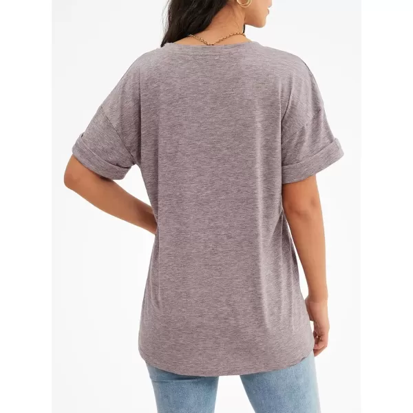 imageATHMILE Womens T Shirts 2024 Short Sleeve VNeck Shirts Cute Fit Summer Casual Tee Tops SXXLGray Purple