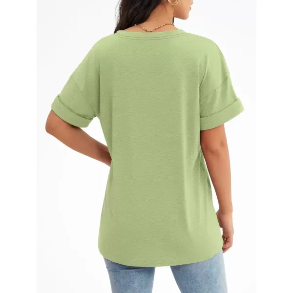 imageATHMILE Womens T Shirts 2024 Short Sleeve VNeck Shirts Cute Fit Summer Casual Tee Tops SXXLLight Green