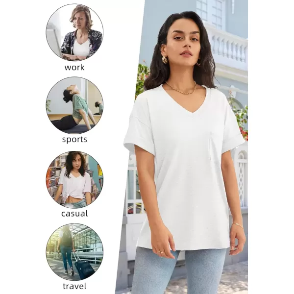 imageATHMILE Womens T Shirts 2024 Short Sleeve VNeck Shirts Cute Fit Summer Casual Tee Tops SXXLWhite