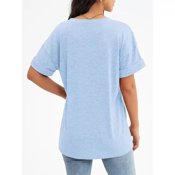 imageATHMILE Womens T Shirts 2024 Short Sleeve VNeck Shirts Cute Fit Summer Casual Tee Tops SXXLSky Blue