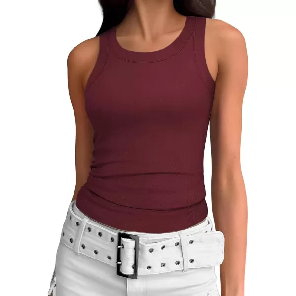 imageATHMILE Womens Tank Top Sleeveless Racerback High Neck Casual Basic Ribbed Fitted 2024 FashionWinered