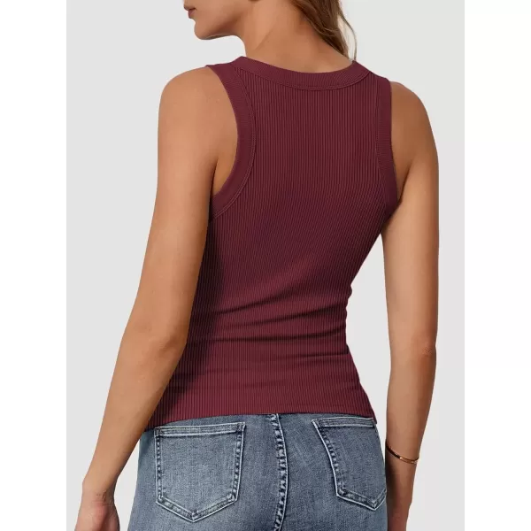 imageATHMILE Womens Tank Top Sleeveless Racerback High Neck Casual Basic Ribbed Fitted 2024 FashionWinered