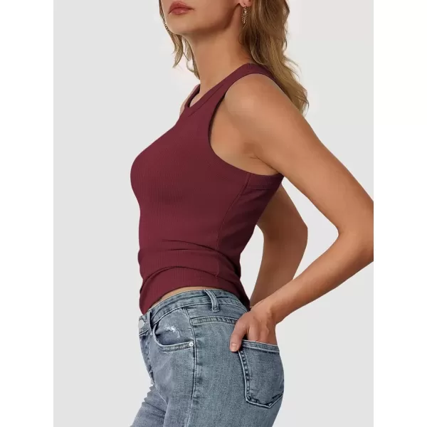 imageATHMILE Womens Tank Top Sleeveless Racerback High Neck Casual Basic Ribbed Fitted 2024 FashionWinered