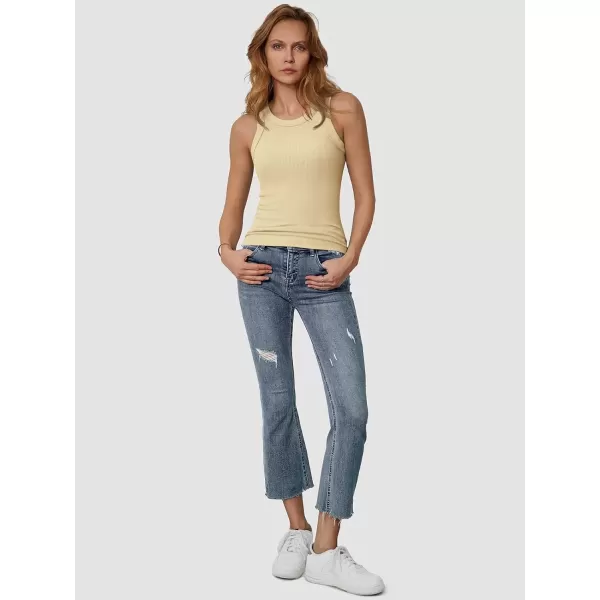 imageATHMILE Womens Tank Top Sleeveless Racerback High Neck Casual Basic Ribbed Fitted 2024 FashionApricot