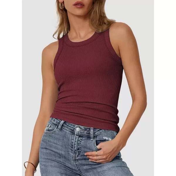 imageATHMILE Womens Tank Top Sleeveless Racerback High Neck Casual Basic Ribbed Fitted 2024 FashionWinered