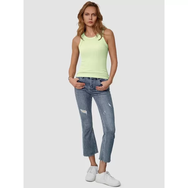 imageATHMILE Womens Tank Top Sleeveless Racerback High Neck Casual Basic Ribbed Fitted 2024 FashionMintgreen