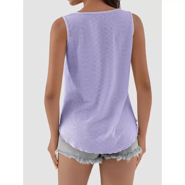 imageATHMILE Womens Tank Tops Sleeveless Eyelet Embroidery Scoop Neck Loose Fit Casual Summer FlowyPurple