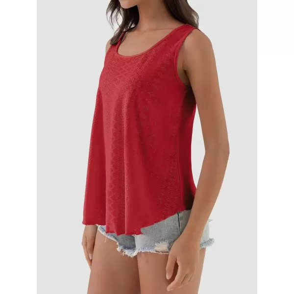 imageATHMILE Womens Tank Tops Sleeveless Eyelet Embroidery Scoop Neck Loose Fit Casual Summer FlowyRed