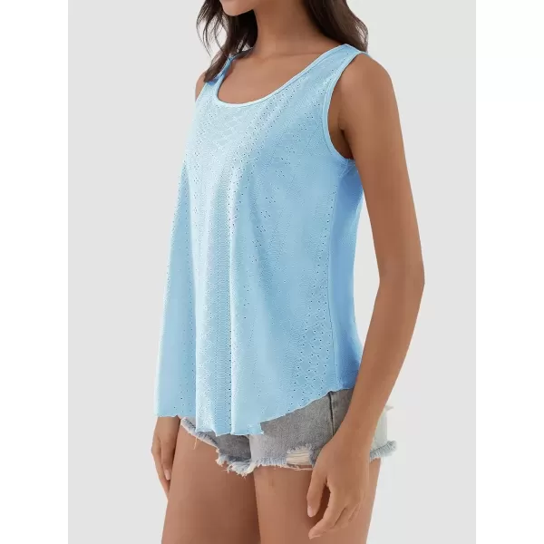 imageATHMILE Womens Tank Tops Sleeveless Eyelet Embroidery Scoop Neck Loose Fit Casual Summer FlowyLightblue