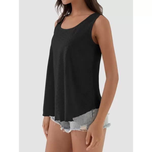 imageATHMILE Womens Tank Tops Sleeveless Eyelet Embroidery Scoop Neck Loose Fit Casual Summer FlowyBlack