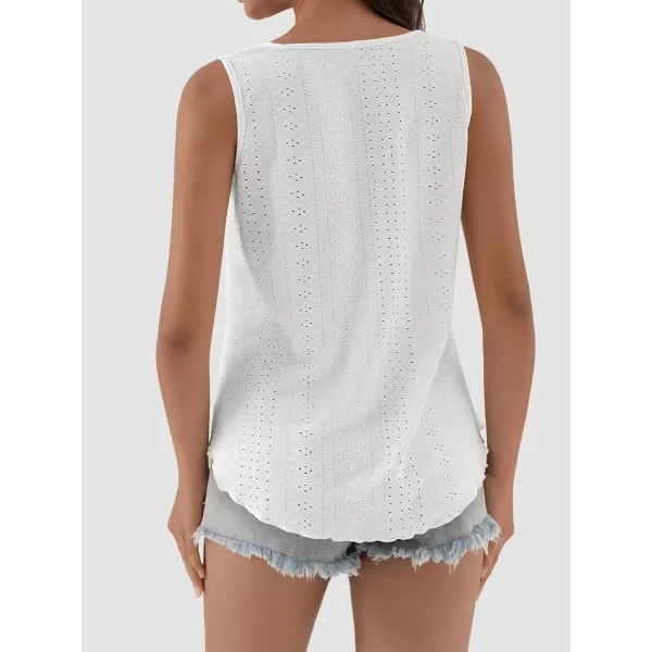 imageATHMILE Womens Tank Tops Sleeveless Eyelet Embroidery Scoop Neck Loose Fit Casual Summer FlowyWhite