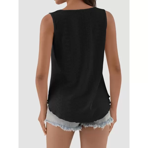 imageATHMILE Womens Tank Tops Sleeveless Eyelet Embroidery Scoop Neck Loose Fit Casual Summer FlowyBlack
