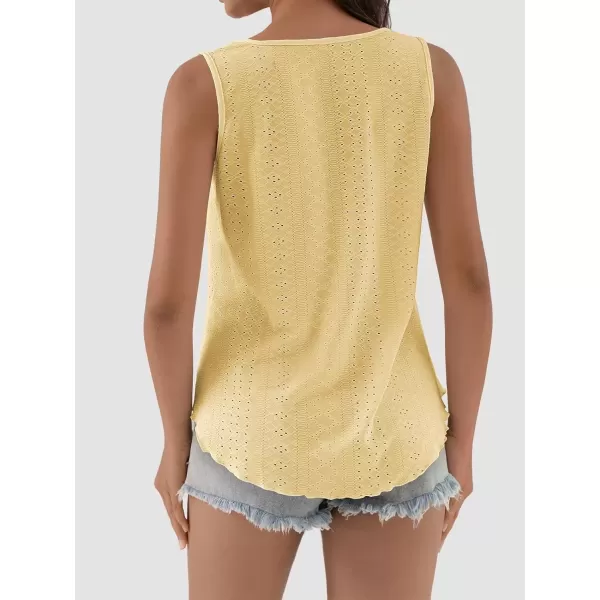 imageATHMILE Womens Tank Tops Sleeveless Eyelet Embroidery Scoop Neck Loose Fit Casual Summer FlowyLightyellow