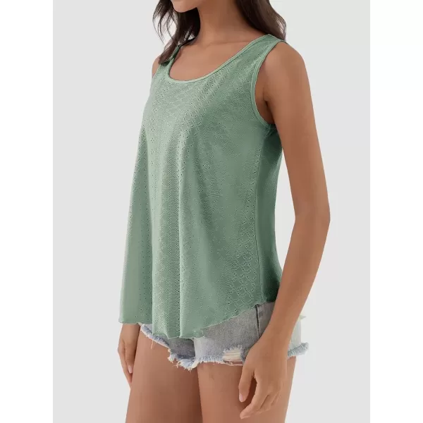 imageATHMILE Womens Tank Tops Sleeveless Eyelet Embroidery Scoop Neck Loose Fit Casual Summer FlowyGreen
