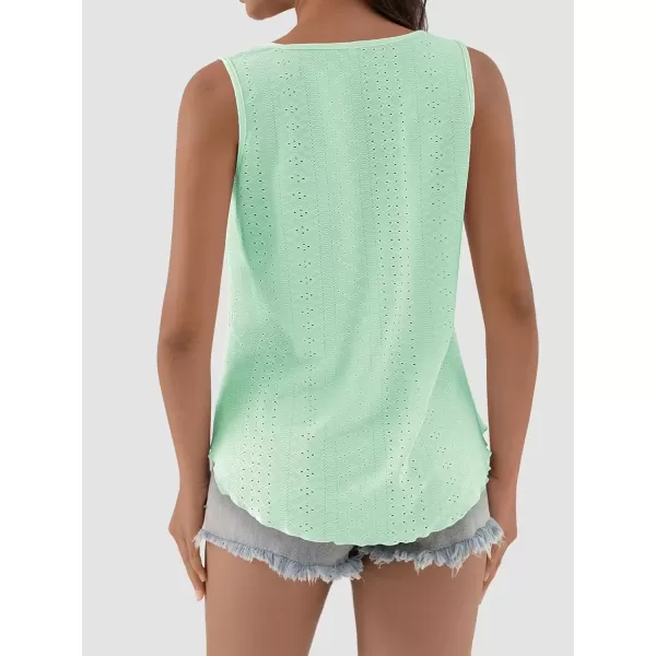 imageATHMILE Womens Tank Tops Sleeveless Eyelet Embroidery Scoop Neck Loose Fit Casual Summer FlowyMintgreen