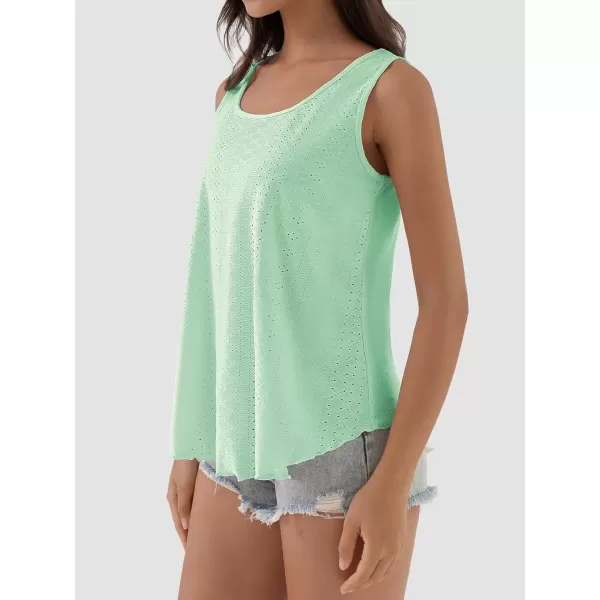 imageATHMILE Womens Tank Tops Sleeveless Eyelet Embroidery Scoop Neck Loose Fit Casual Summer FlowyMintgreen