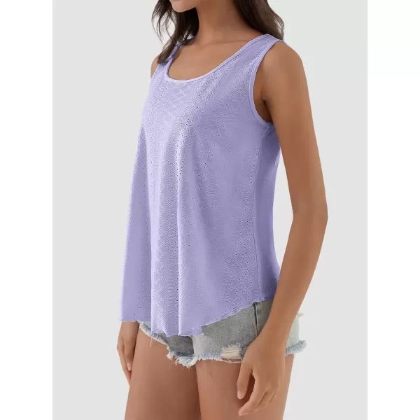 imageATHMILE Womens Tank Tops Sleeveless Eyelet Embroidery Scoop Neck Loose Fit Casual Summer FlowyPurple