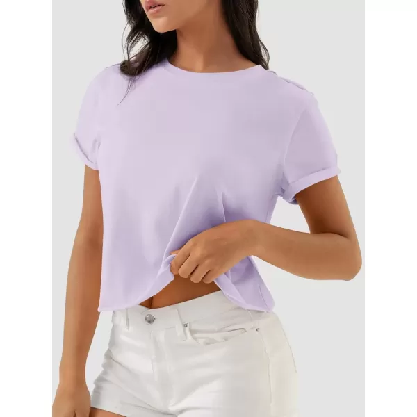 imageATHMILE Womens Tops Summer Casual Basic Short Sleeve Crewneck Crop Tops 2024 TShirtsPurple